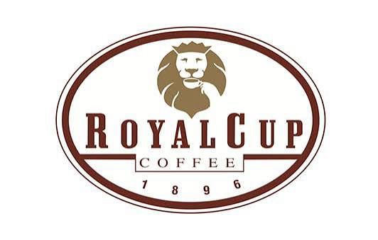 Logo for Royal Cup Coffee 1896. It has a lion head with a crown as part of its logo