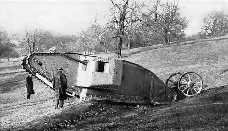 Tank Mark I during trials.