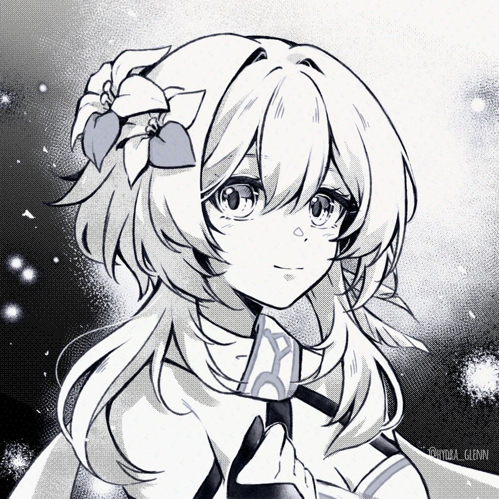 Lumine portrait from Genshin game in manga style.