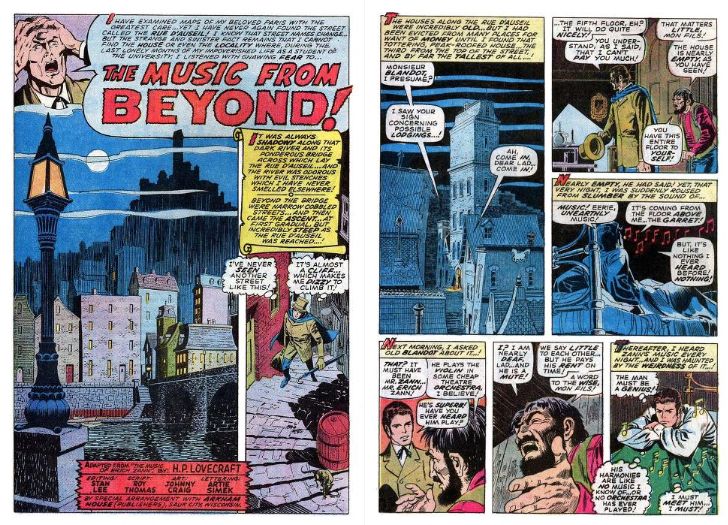 deux planches de l'adaptation de la musique d'Erich Zann 