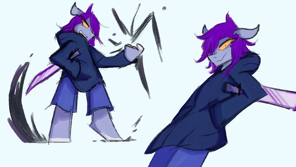 Art of Lutionis, a character who was originally made for the Rivals 2 contest. He appears to be harnessing some dark energy as he keeps his blade close to himself...

(OC by @fasttappy.bsky.social)