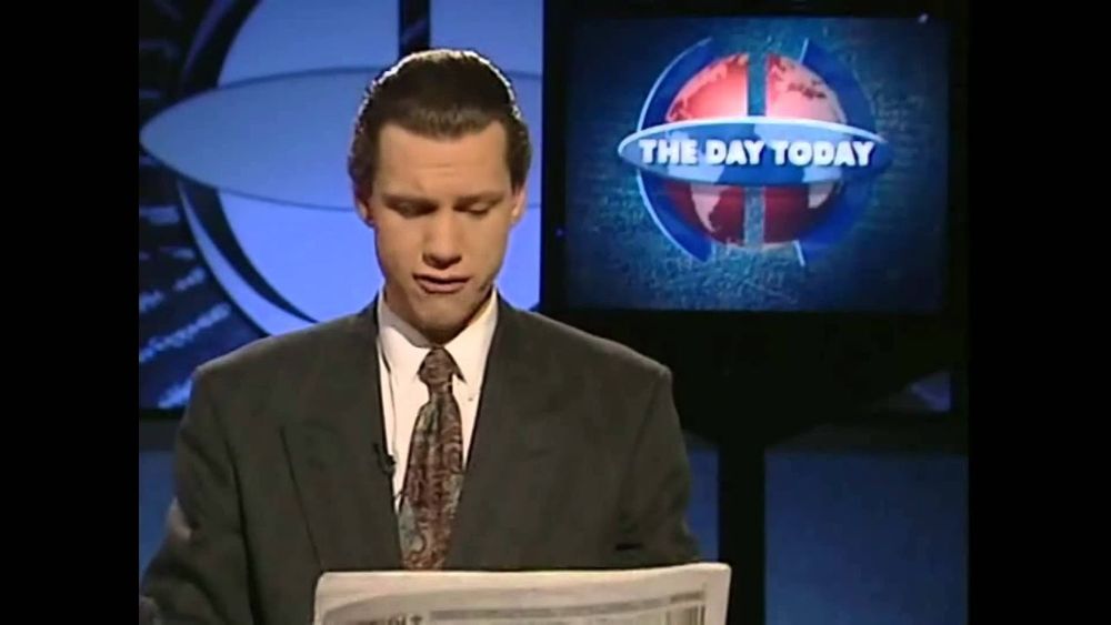 Chris Morris on THE DAY TODAY reading the headlines