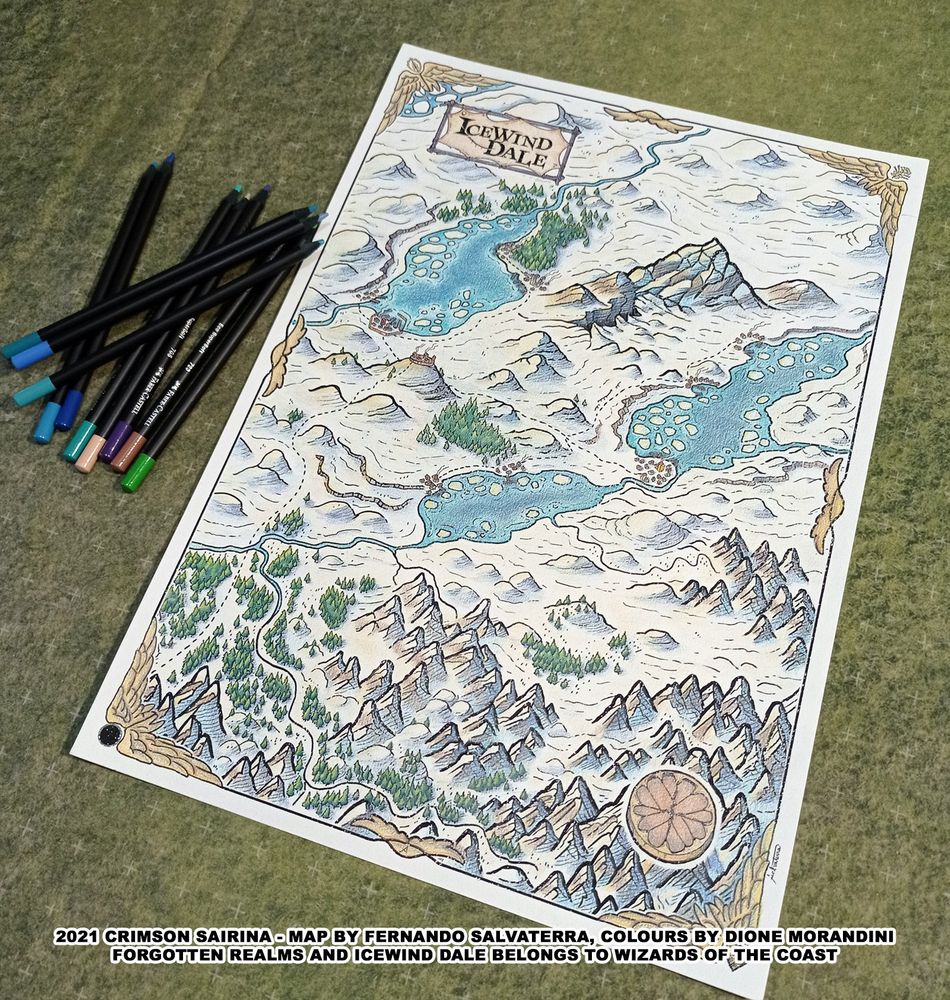 the map described above, resting on a table