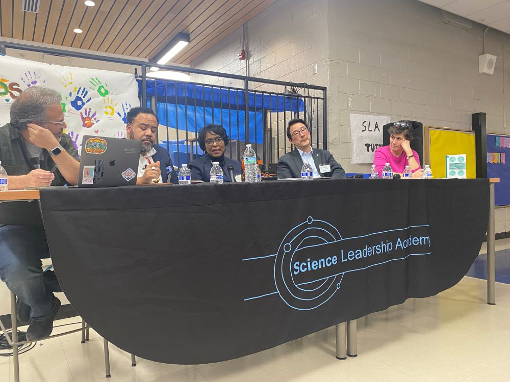Panel of five educators at Science Leadership Academy. 