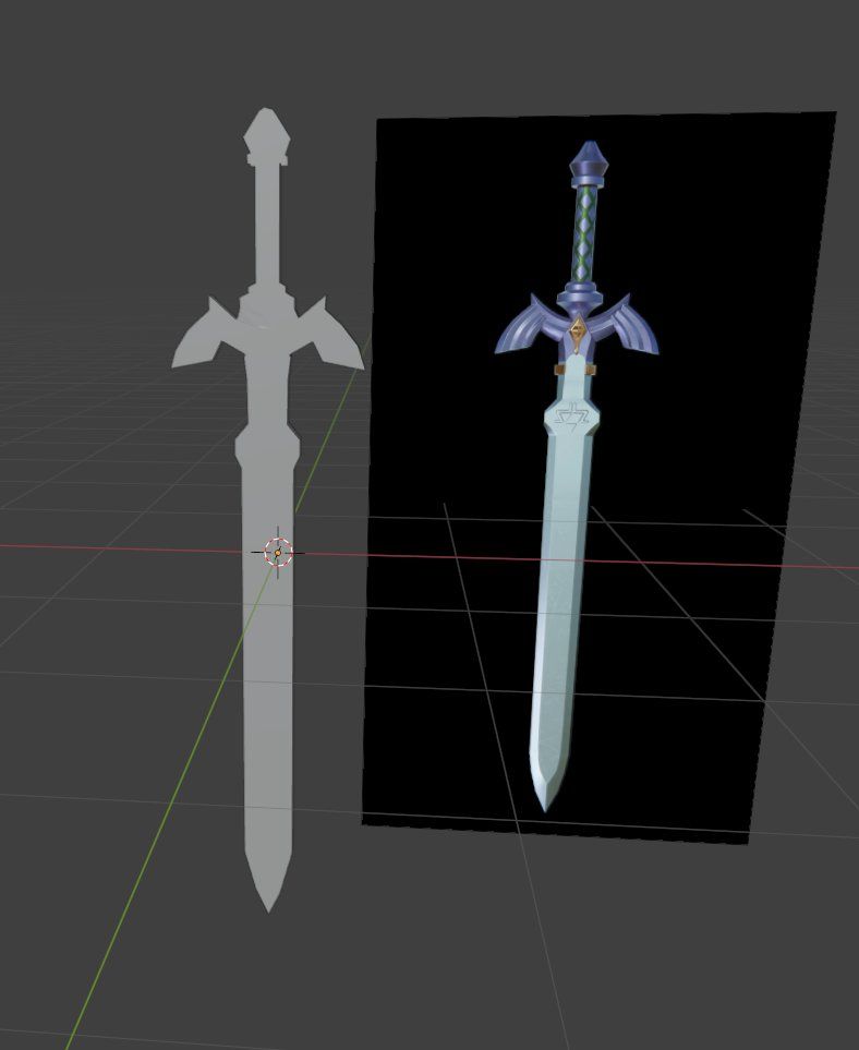 A 3D model of the master sword from the legend of zelda
