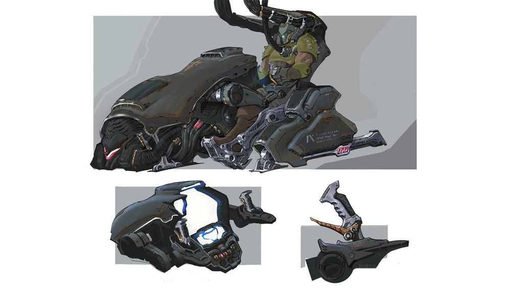 Image of concept art of “Atlan Cockpit” from the upcoming game DOOM: The Dark Ages.