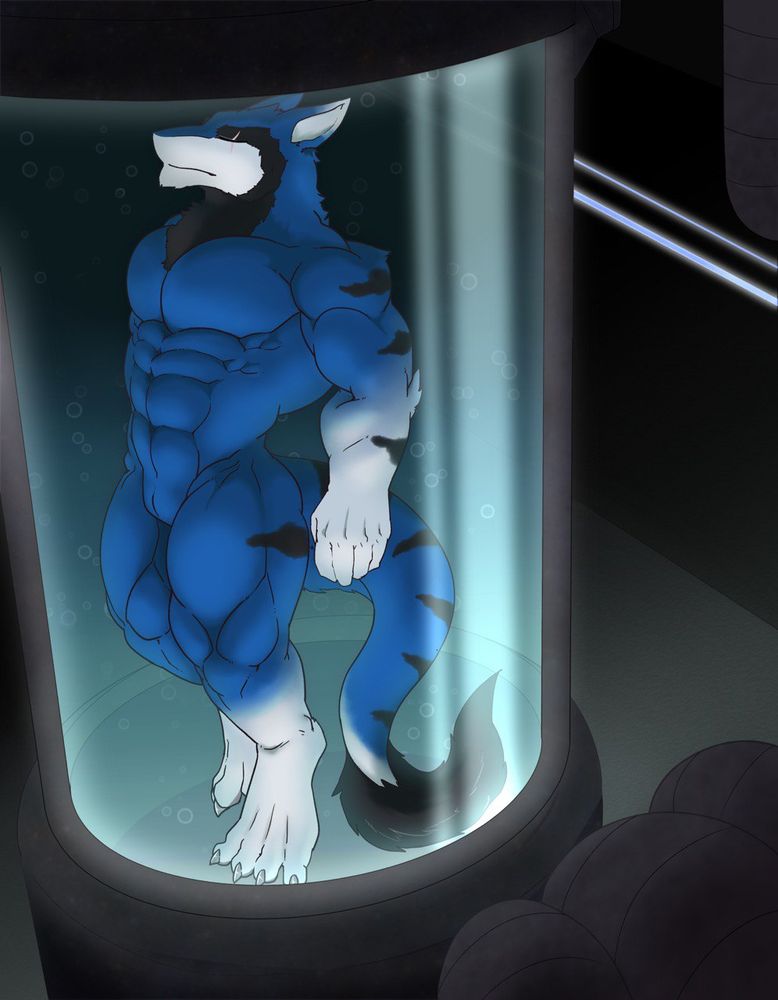 A beefy serg floating in the tube's water, unaware of him or his existence as he floats mindlessly till he may be waken one day. :3