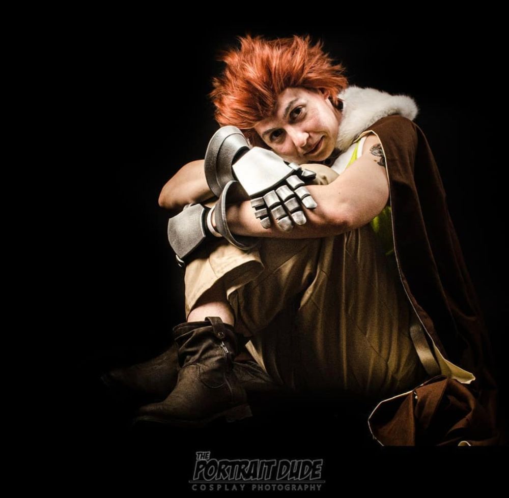 A cosplayer dressed as Otus, the main character from Owlboy