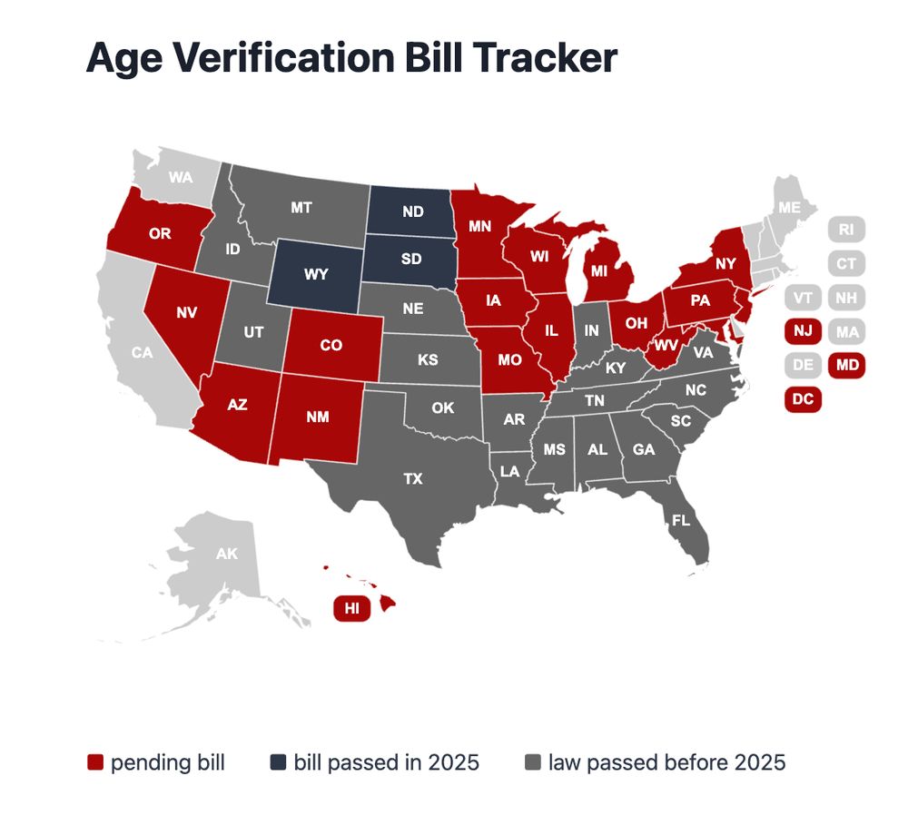 map of states with age-verification laws