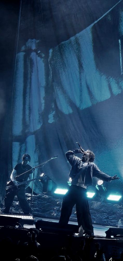 Vertical shot of Thornhill's bassist and lead vocalist absolutely killing it