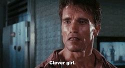 Quaid from Total Recall saying "Clever girl"
