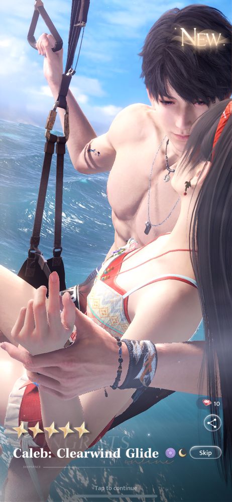 Screenshot of Caleb: Clearwind Glide card from Love and DeepSpace 