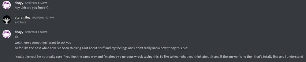 Shayy confessing feelings to a 17 year old