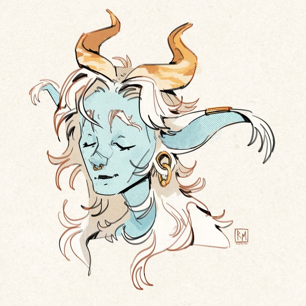 Humanoid character with cool piercings and horns