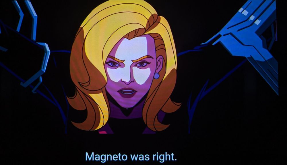 A captive but determined Val Cooper declares, "Magneto was right." (X-Men '97)