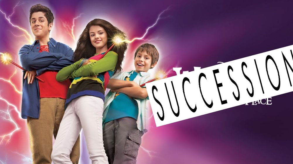 a banner for the wizards of waverly place, with the logo replaced by the one for the tv show Succession