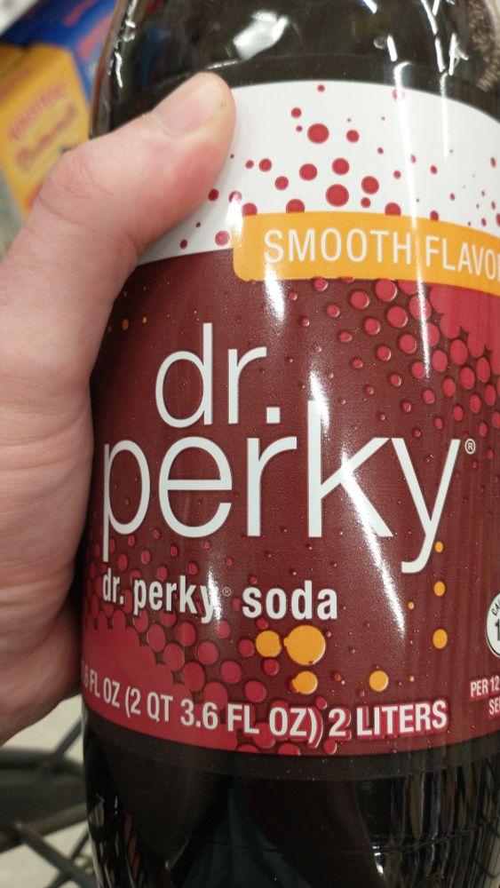 a bottle of dr. perky soda