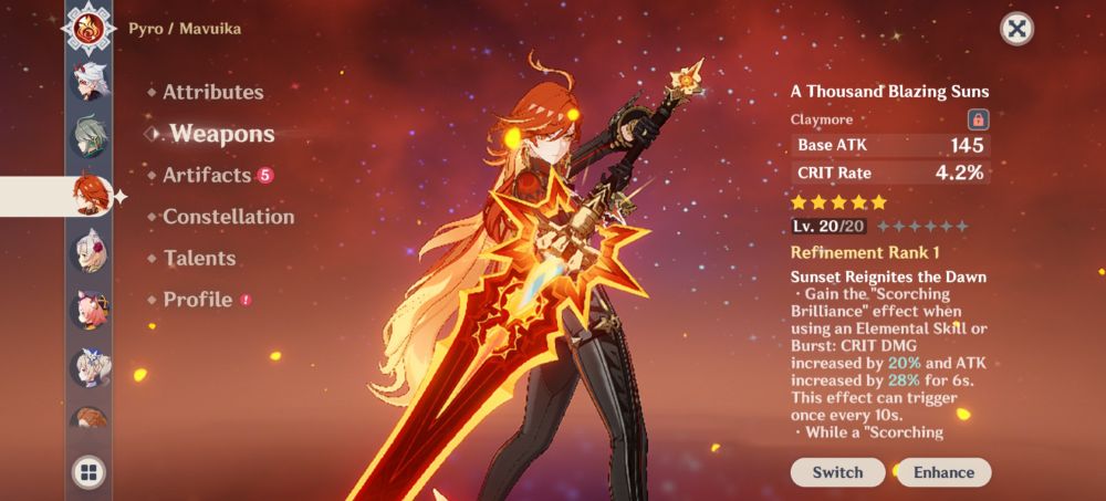 Mavuika along with her signature weapon.