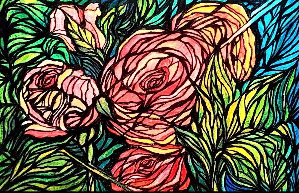 My drawing.  
"I Give You Roses".
