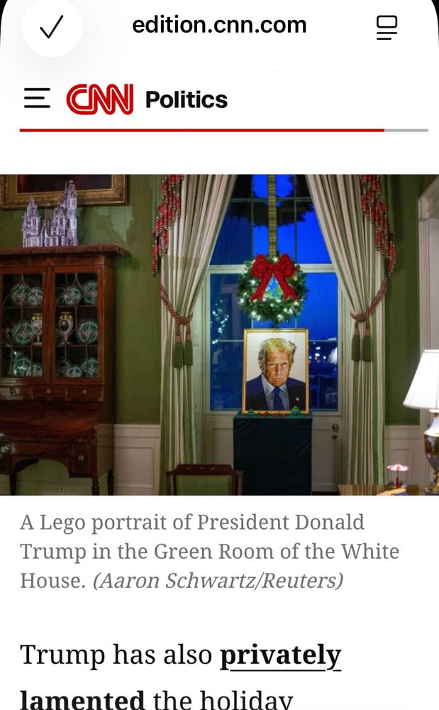 A very realistic lego portrait of Donald Trump in the Green Room of the White House.