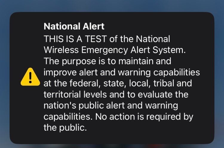 national alert test notification