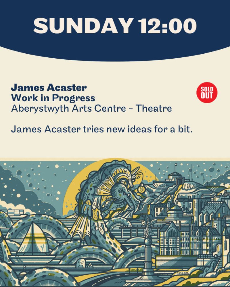 Graphic showing upcoming shows at Aberystwyth Comedy Festival today.  
Details in caption.
