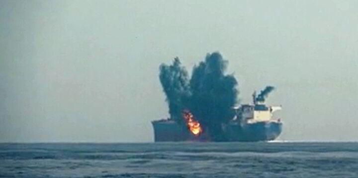 Ship exploding in the Red Sea (one imagines)