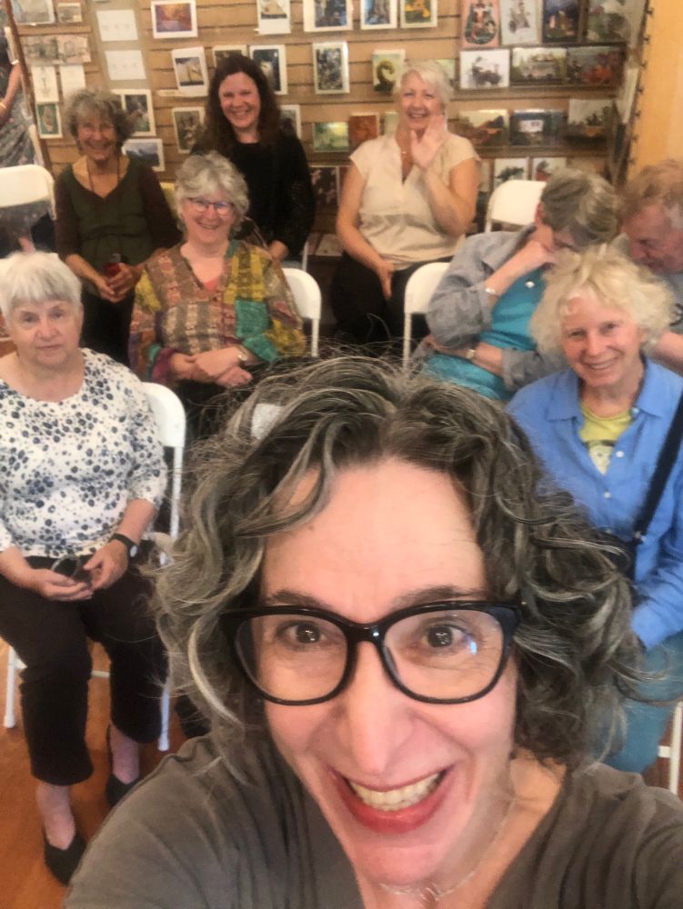 A selfie of me with folks at my reading at Cloud and Leaf Books in Manzanita OR. 