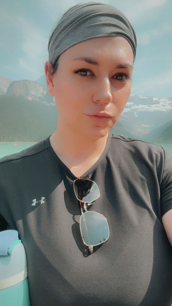 me in front of Lake Louise