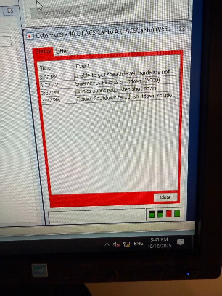 my cytometer throwing a fluidics shutdown failure fit 