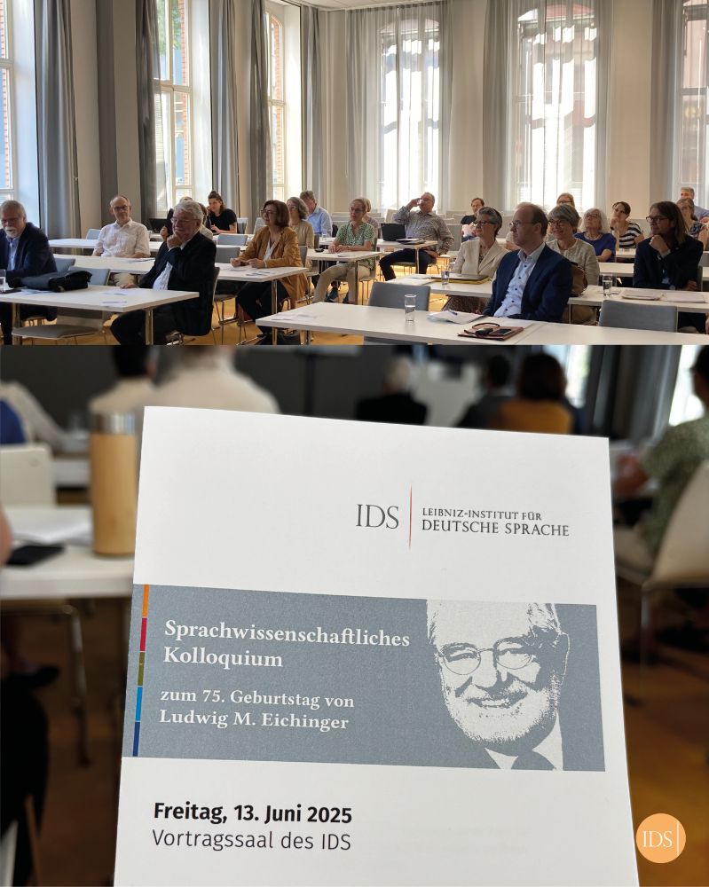 Collage aus zwei Fotos, von denen das obere das beim Kolloquium anwesende Plenum zeigt. Das untere Foto zeigt das die Titelseite des Programmhefts zur Veranstaltung. Fotos: Schnedermann