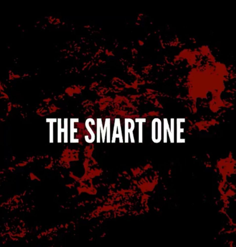 Cartel en rojo y negro en el que se lee, en letras blancas, "The smart one".