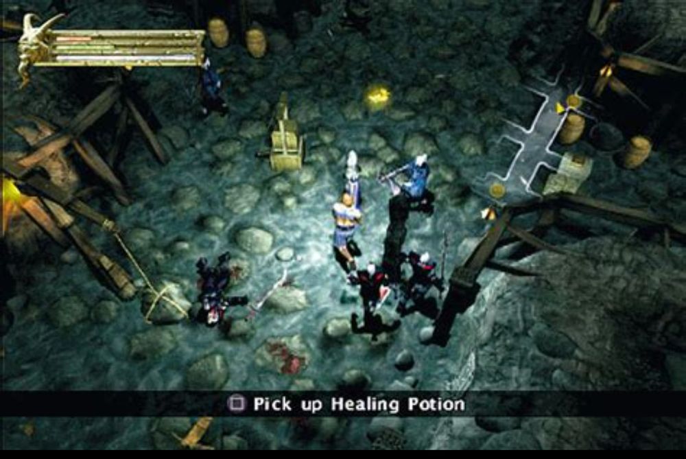 Un personnage affronte des morts vivants dans une grotte. 