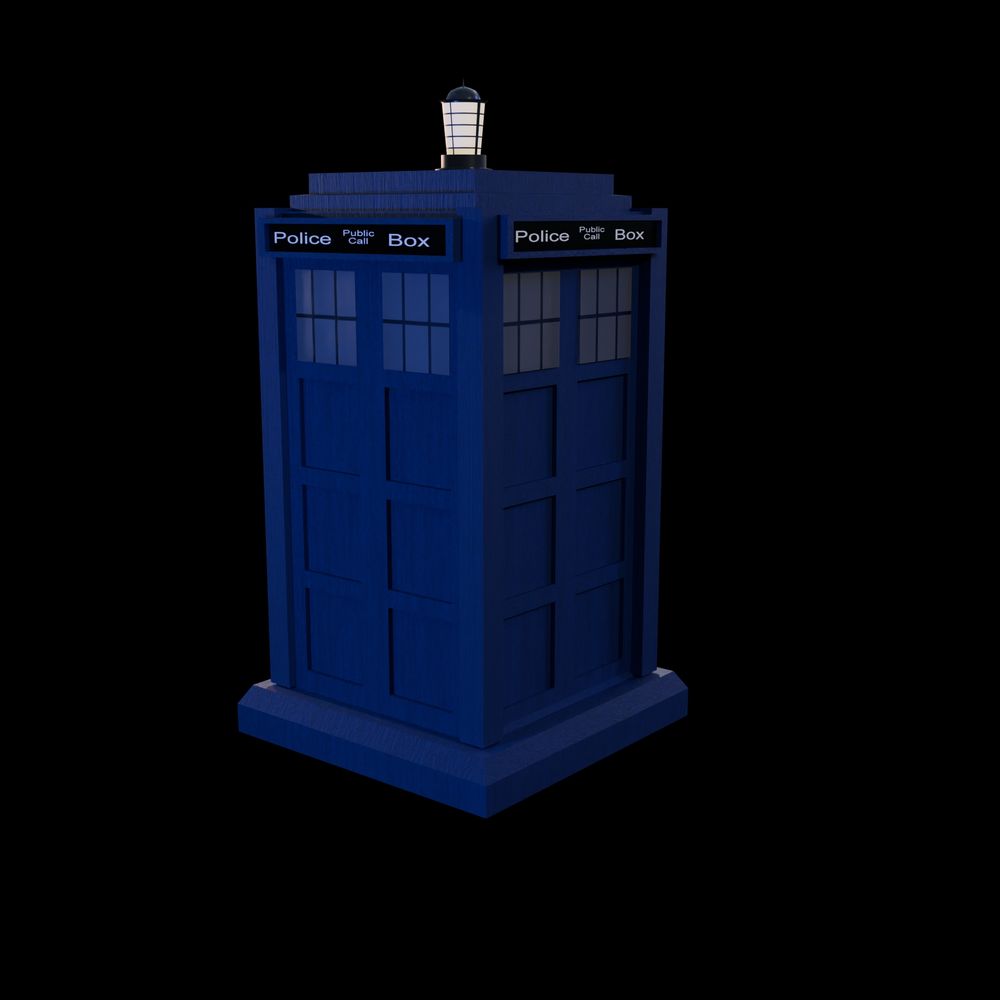 3/4 view of a TARDIS modelled by me. There's no background