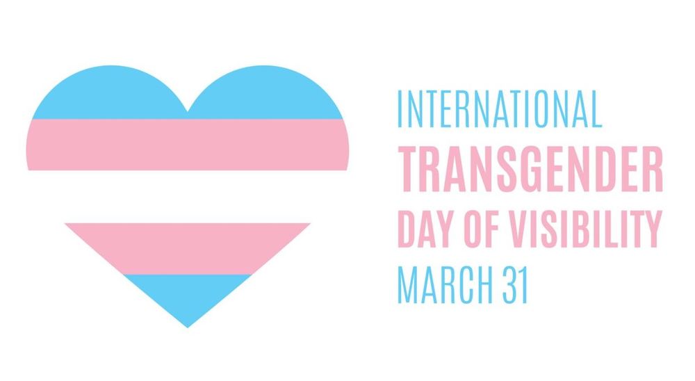 Transgender Day of Visibility picture of a heart in trans pride colors.