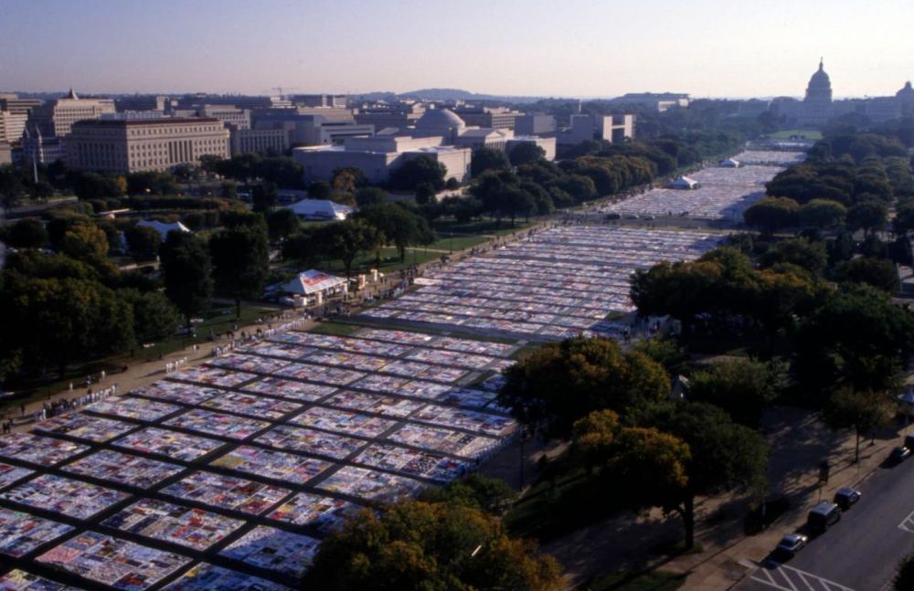 thousands of quilts, each representing a life lost to hiv/aids