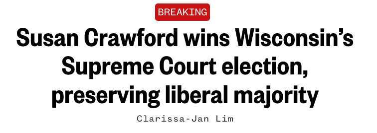 MSNBC BREAKING
Susan Crawford wins Wisconsin’s Supreme Court election, preserving liberal majority
Clarissa-Jan Lim