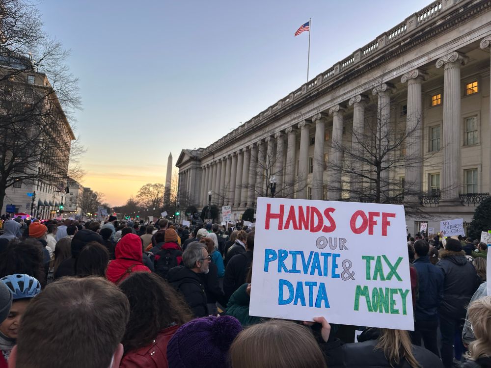 HANDS OFF
OUR
PRIVATE DATA & TAX MONEY
sign