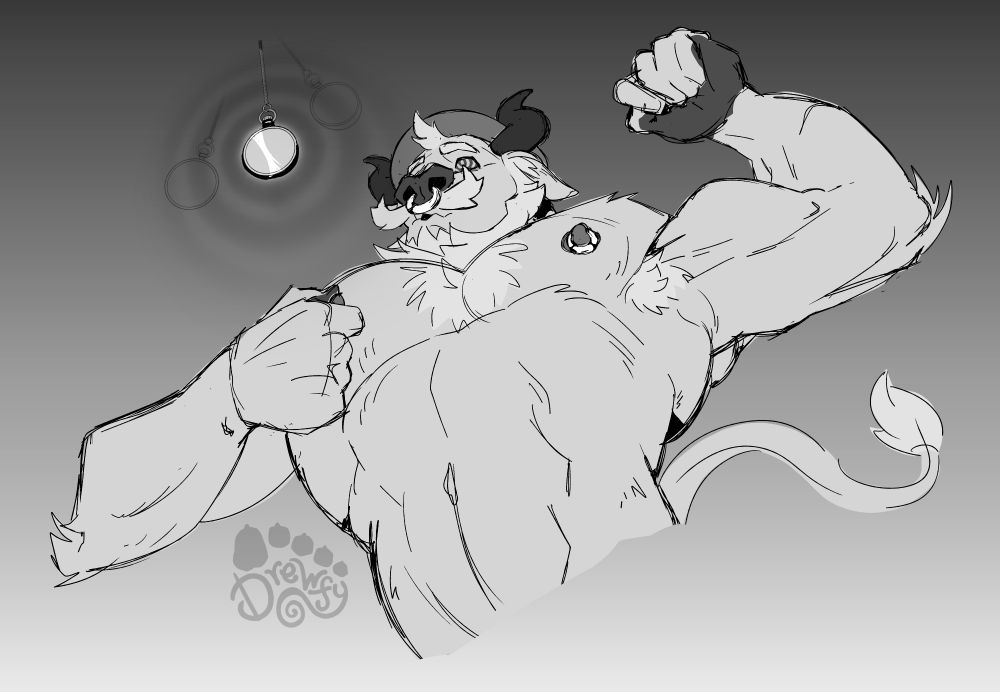 Bull stud getting hypnotized.