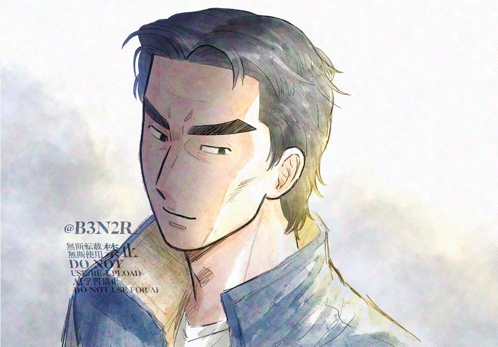 会川のイラスト。会川は若干振り向くような向きで見下ろすように画面右下に目線を向けて、何かを企んでいるような含みのある表情をしている。背景にはぼんやりした霧が描かれている