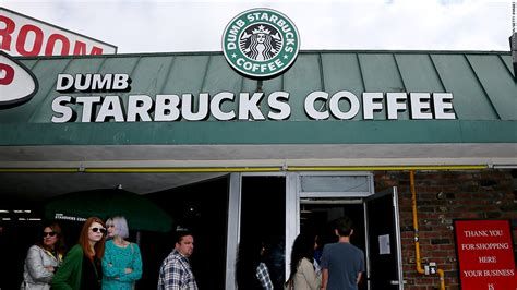 A picture of Nathan Fielder 's dumb Starbucks. It's just a Starbucks but it said the word dumb in front so it's ostensibly parody 