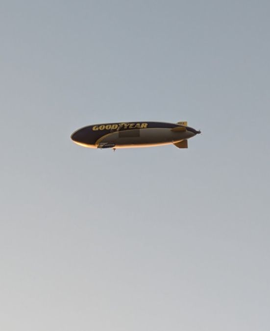 The goodyear blimp in the sky