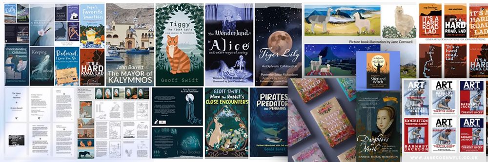 Some cover art and design and book interiors by Jane Cornwell: www.janecornwell.co.uk