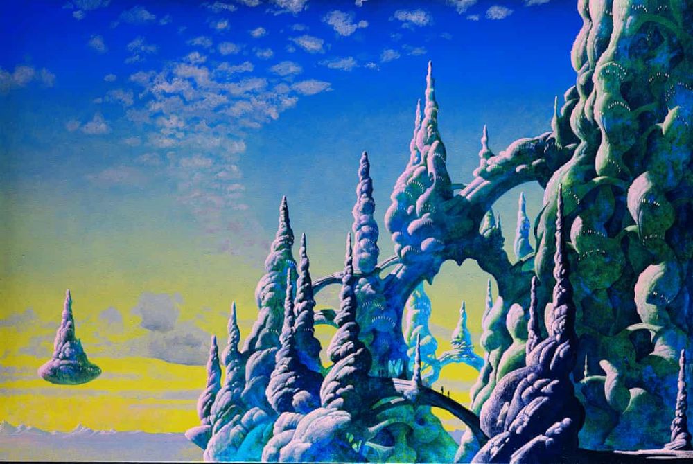 Geologically unlikely formations? Classic Roger Dean, from the cover of the Yes album The Ladder, in 1999