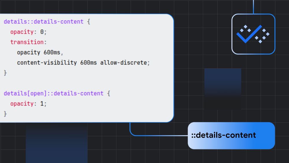 The ::details-content CSS pseudo-element represents the expandable/collapsible contents of a <details> element.