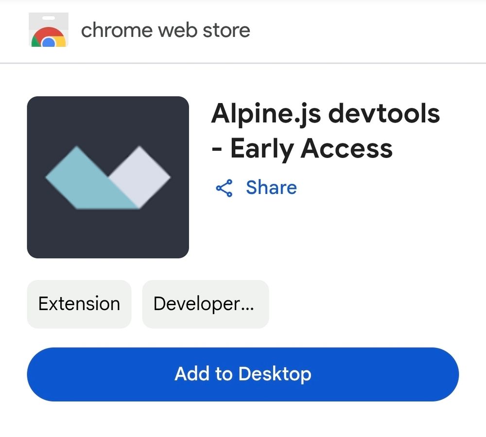 Alpine.js devtools early access extension in the Chrome Web Store