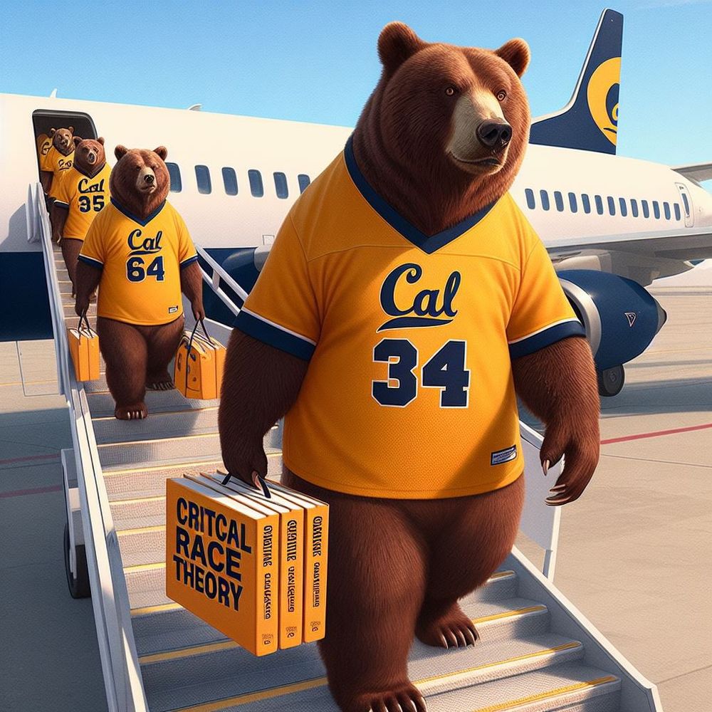 Cal Bears carrying CRT books on a plane