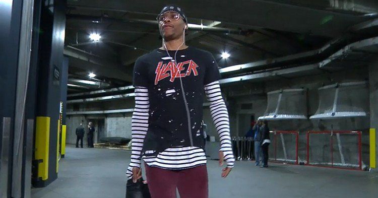Russ Westbrook wearing Slayer tee