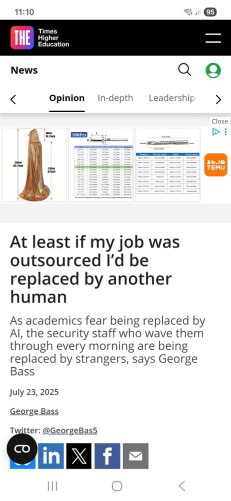 Story headline starts with as academics are worried about being replaced with AI. Story about something else. 