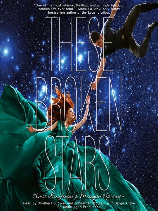 Cover of These Broken Stars

The cover has a woman in a ball gown dress reaching for a man. 
